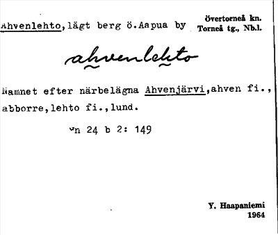 Bild på arkivkortet för arkivposten Ahvenlehto