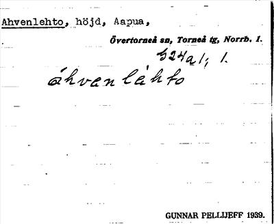 Bild på arkivkortet för arkivposten Ahvenlehto