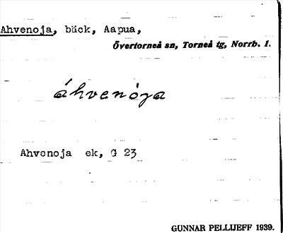 Bild på arkivkortet för arkivposten Ahvenoja