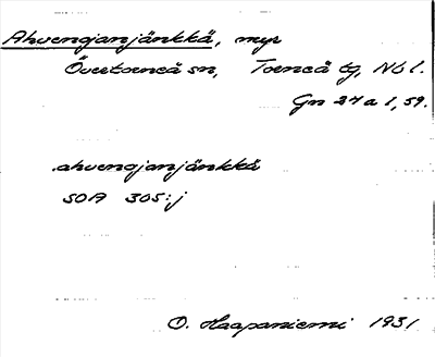 Bild på arkivkortet för arkivposten Ahvenojanjänkkä