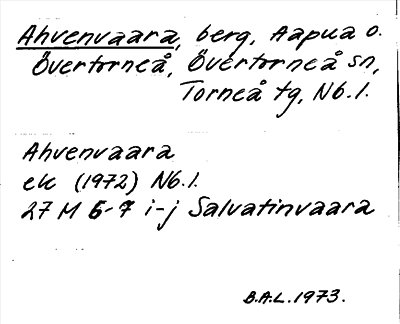 Bild på arkivkortet för arkivposten Ahvenvaara