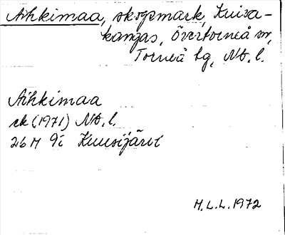 Bild på arkivkortet för arkivposten Aihkimaa