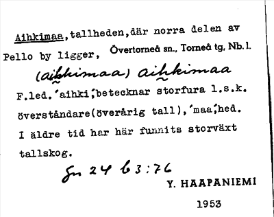 Bild på arkivkortet för arkivposten Aihkimaa