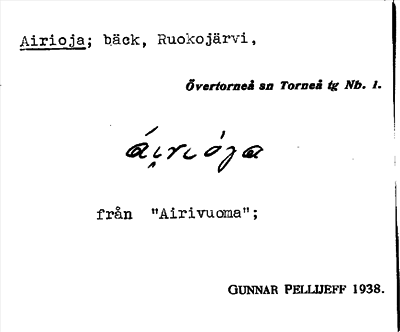 Bild på arkivkortet för arkivposten Airioja