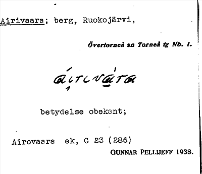 Bild på arkivkortet för arkivposten Airivaara