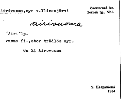 Bild på arkivkortet för arkivposten Airivuoma