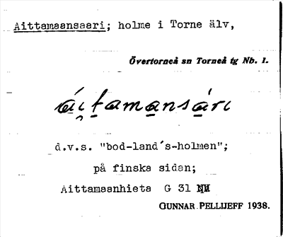 Bild på arkivkortet för arkivposten Aittamaansaari