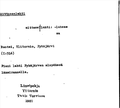 Bild på arkivkortet för arkivposten Aittasenlahti