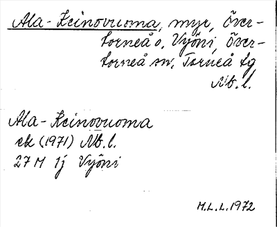 Bild på arkivkortet för arkivposten Ala-Keinovuoma