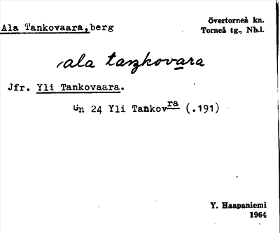 Bild på arkivkortet för arkivposten Ala Tankovaara
