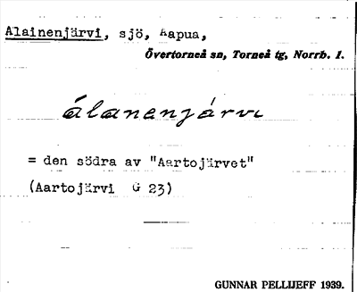 Bild på arkivkortet för arkivposten Alainenjärvi