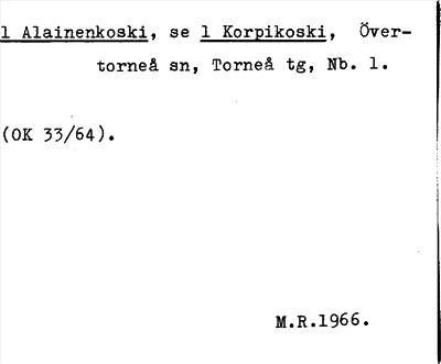 Bild på arkivkortet för arkivposten Alainenkoski, se 1 Korpikoski