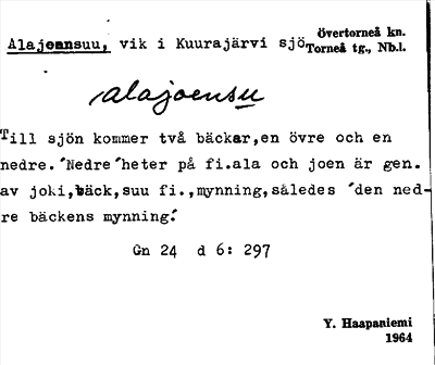 Bild på arkivkortet för arkivposten Alajoensuu