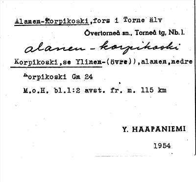 Bild på arkivkortet för arkivposten Alanen-Korpikoski