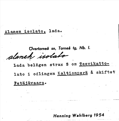 Bild på arkivkortet för arkivposten Alanen isolato