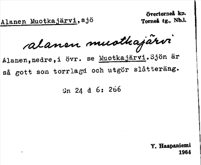 Bild på arkivkortet för arkivposten Alanen Muotkajärvi