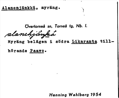 Bild på arkivkortet för arkivposten Alanenjänkkä