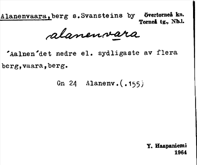 Bild på arkivkortet för arkivposten Alanenvaara