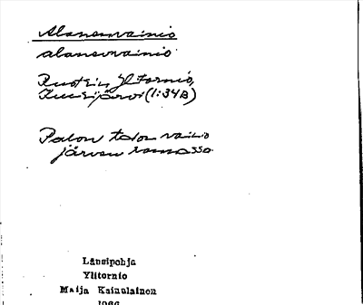 Bild på arkivkortet för arkivposten Alanenvainio