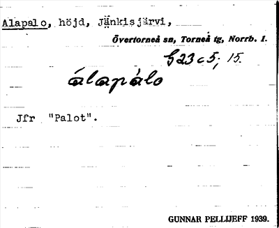 Bild på arkivkortet för arkivposten Alapalo