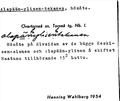 Bild på arkivkortet för arkivposten Alapään-ylisen-takanen