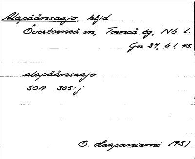 Bild på arkivkortet för arkivposten Alapäänsaajo