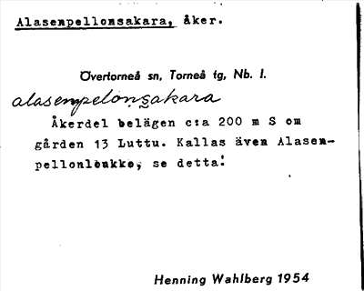 Bild på arkivkortet för arkivposten Alasenpellonsakara