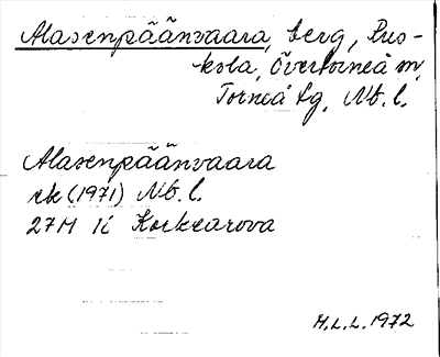 Bild på arkivkortet för arkivposten Alasenpäänvaara