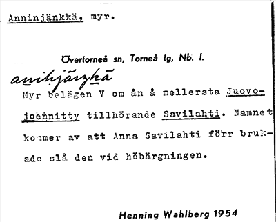 Bild på arkivkortet för arkivposten Anninjänkkä