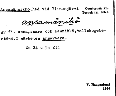 Bild på arkivkortet för arkivposten Ansamännikkö