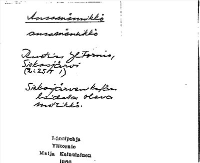 Bild på arkivkortet för arkivposten Ansamännikkö