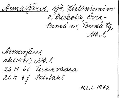 Bild på arkivkortet för arkivposten Armasjärvi