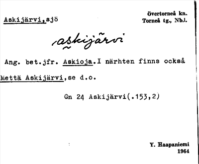 Bild på arkivkortet för arkivposten Askijärvi