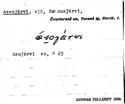 Bild på arkivkortet för arkivposten Assojärvi