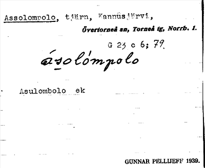 Bild på arkivkortet för arkivposten Assolompolo