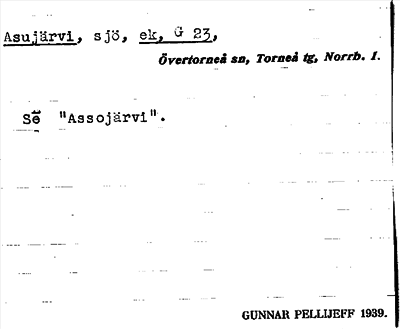 Bild på arkivkortet för arkivposten Asujärvi