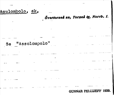 Bild på arkivkortet för arkivposten Asulombolo, se Assolompolo