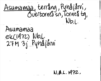 Bild på arkivkortet för arkivposten Asumamaa