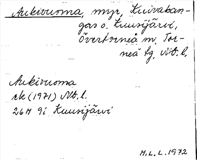 Bild på arkivkortet för arkivposten Aukivuoma