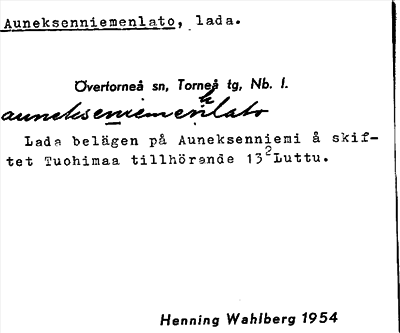 Bild på arkivkortet för arkivposten Auneksenniemenlato