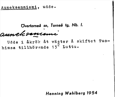Bild på arkivkortet för arkivposten Auneksenniemi