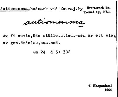 Bild på arkivkortet för arkivposten Autiomenmaa