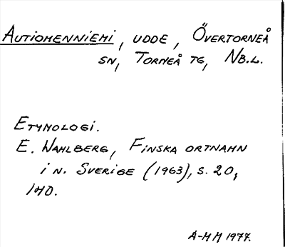 Bild på arkivkortet för arkivposten Autiomenniemi