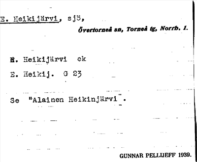 Bild på arkivkortet för arkivposten E. Heikijärvi