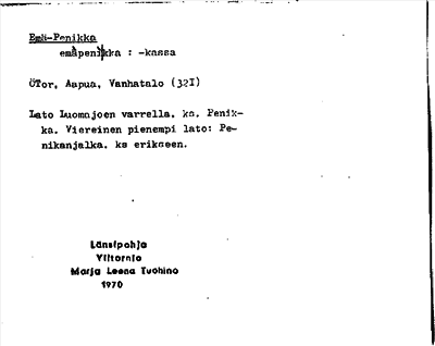 Bild på arkivkortet för arkivposten Emä-Penikka