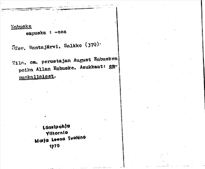 Bild på arkivkortet för arkivposten Enbuske