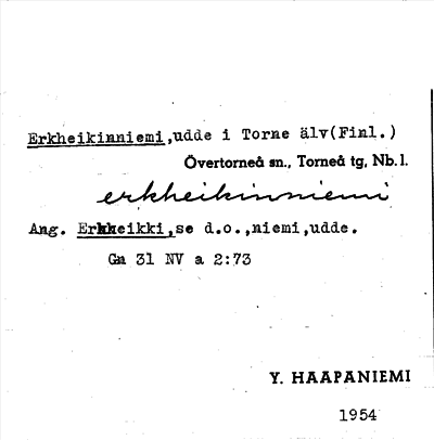 Bild på arkivkortet för arkivposten Erkheikinniemi