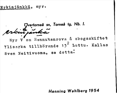 Bild på arkivkortet för arkivposten Erkinjänkkä
