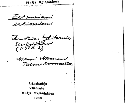 Bild på arkivkortet för arkivposten Erkinniemi