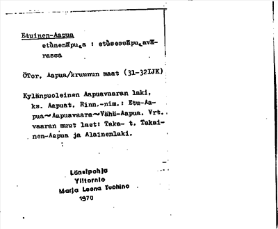Bild på arkivkortet för arkivposten Etuinen-Aapua